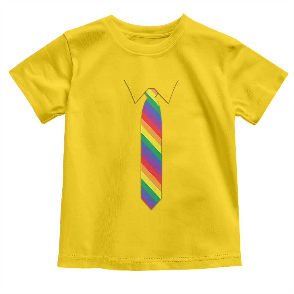 Funny Rainbow Striped Necktie Toddler T Shirt LGBT Pride Support Graphic