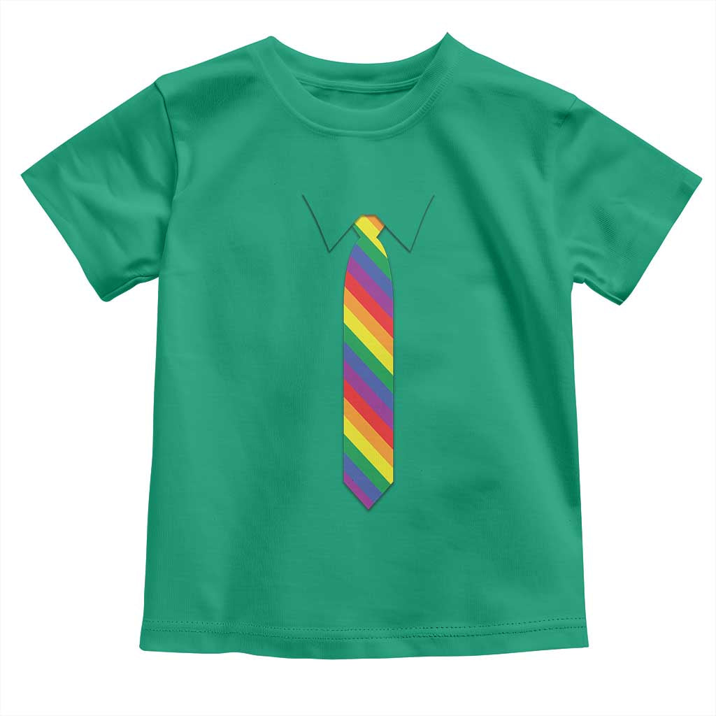 Funny Rainbow Striped Necktie Toddler T Shirt LGBT Pride Support Graphic