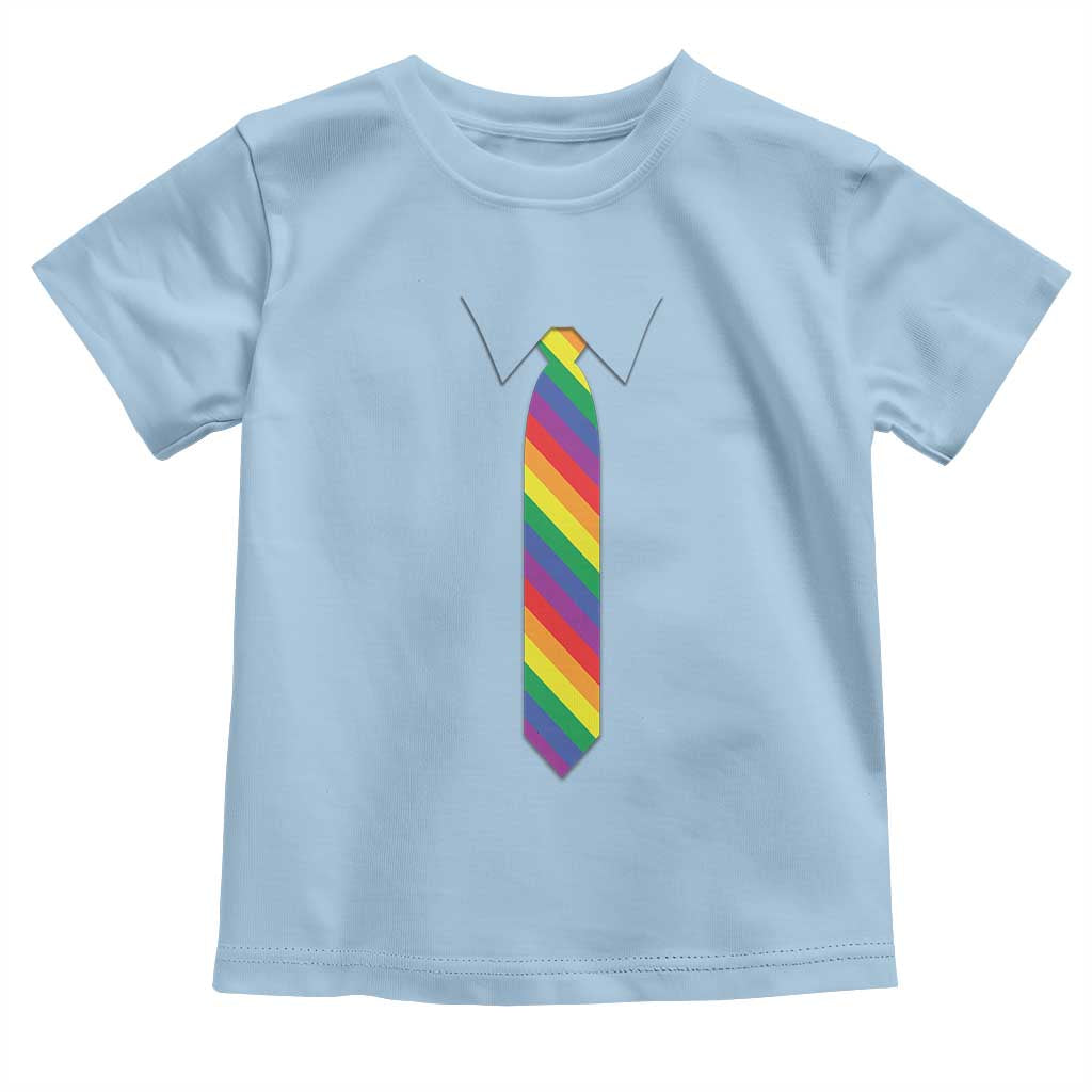 Funny Rainbow Striped Necktie Toddler T Shirt LGBT Pride Support Graphic