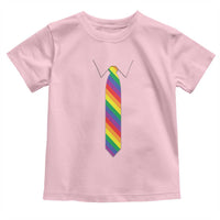 Funny Rainbow Striped Necktie Toddler T Shirt LGBT Pride Support Graphic