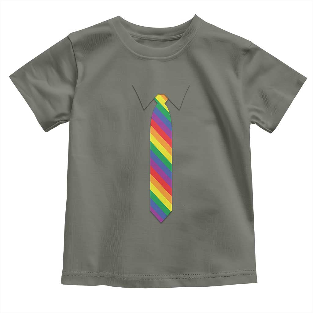 Funny Rainbow Striped Necktie Toddler T Shirt LGBT Pride Support Graphic