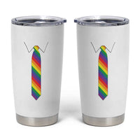 Funny Rainbow Striped Necktie Tumbler Cup LGBT Pride Support Graphic