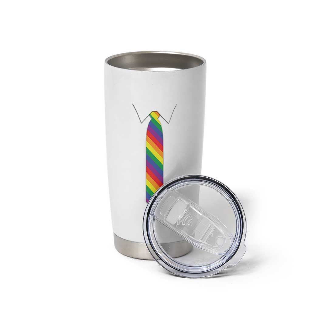 Funny Rainbow Striped Necktie Tumbler Cup LGBT Pride Support Graphic