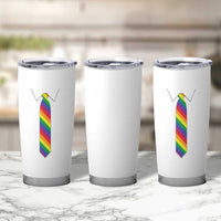Funny Rainbow Striped Necktie Tumbler Cup LGBT Pride Support Graphic