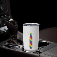 Funny Rainbow Striped Necktie Tumbler Cup LGBT Pride Support Graphic