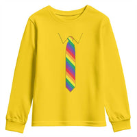 Funny Rainbow Striped Necktie Youth Sweatshirt LGBT Pride Support Graphic