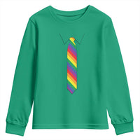 Funny Rainbow Striped Necktie Youth Sweatshirt LGBT Pride Support Graphic