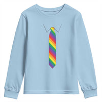 Funny Rainbow Striped Necktie Youth Sweatshirt LGBT Pride Support Graphic