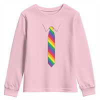 Funny Rainbow Striped Necktie Youth Sweatshirt LGBT Pride Support Graphic