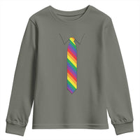 Funny Rainbow Striped Necktie Youth Sweatshirt LGBT Pride Support Graphic