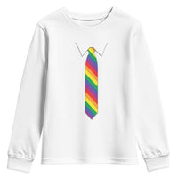Funny Rainbow Striped Necktie Youth Sweatshirt LGBT Pride Support Graphic