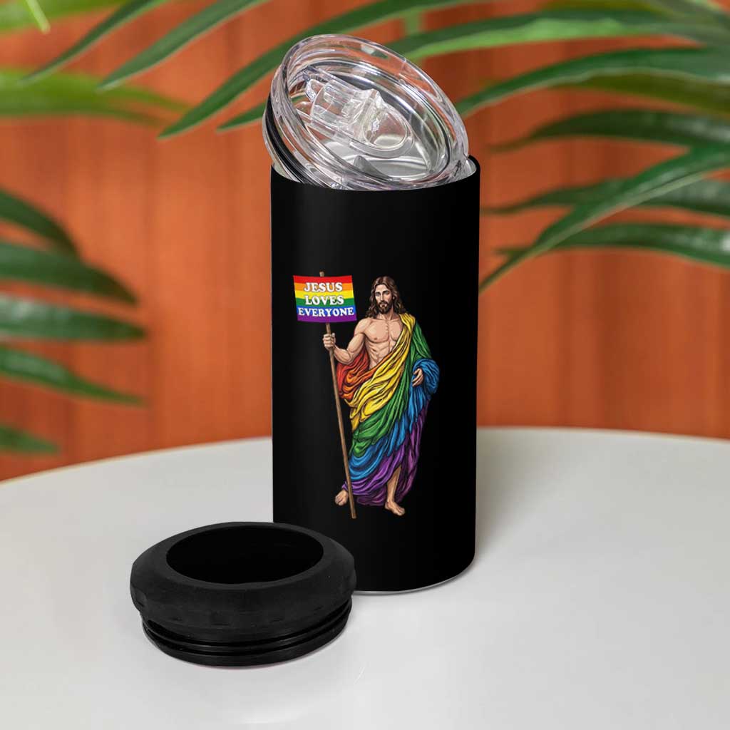 Christian LGBTQ Support 4 in 1 Can Cooler Tumbler Jesus Loves Everyone