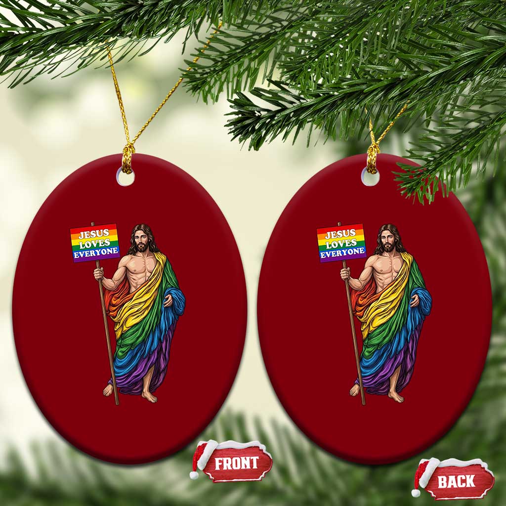 Christian LGBTQ Support Ceramic Ornament Jesus Loves Everyone