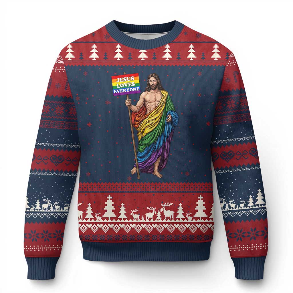 Christian LGBTQ Support Ugly Christmas Sweater Jesus Loves Everyone