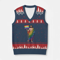 Christian LGBTQ Support V-Neck Knit Sweater Vest Jesus Loves Everyone