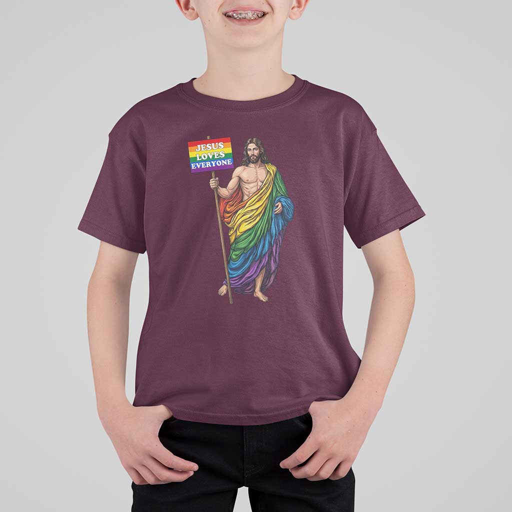 Christian LGBTQ Support T Shirt For Kid Jesus Loves Everyone