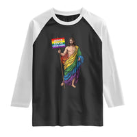 Christian LGBTQ Support Raglan Shirt Jesus Loves Everyone