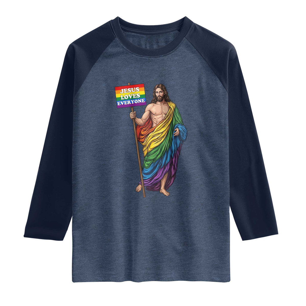 Christian LGBTQ Support Raglan Shirt Jesus Loves Everyone