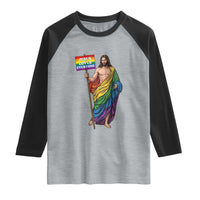 Christian LGBTQ Support Raglan Shirt Jesus Loves Everyone