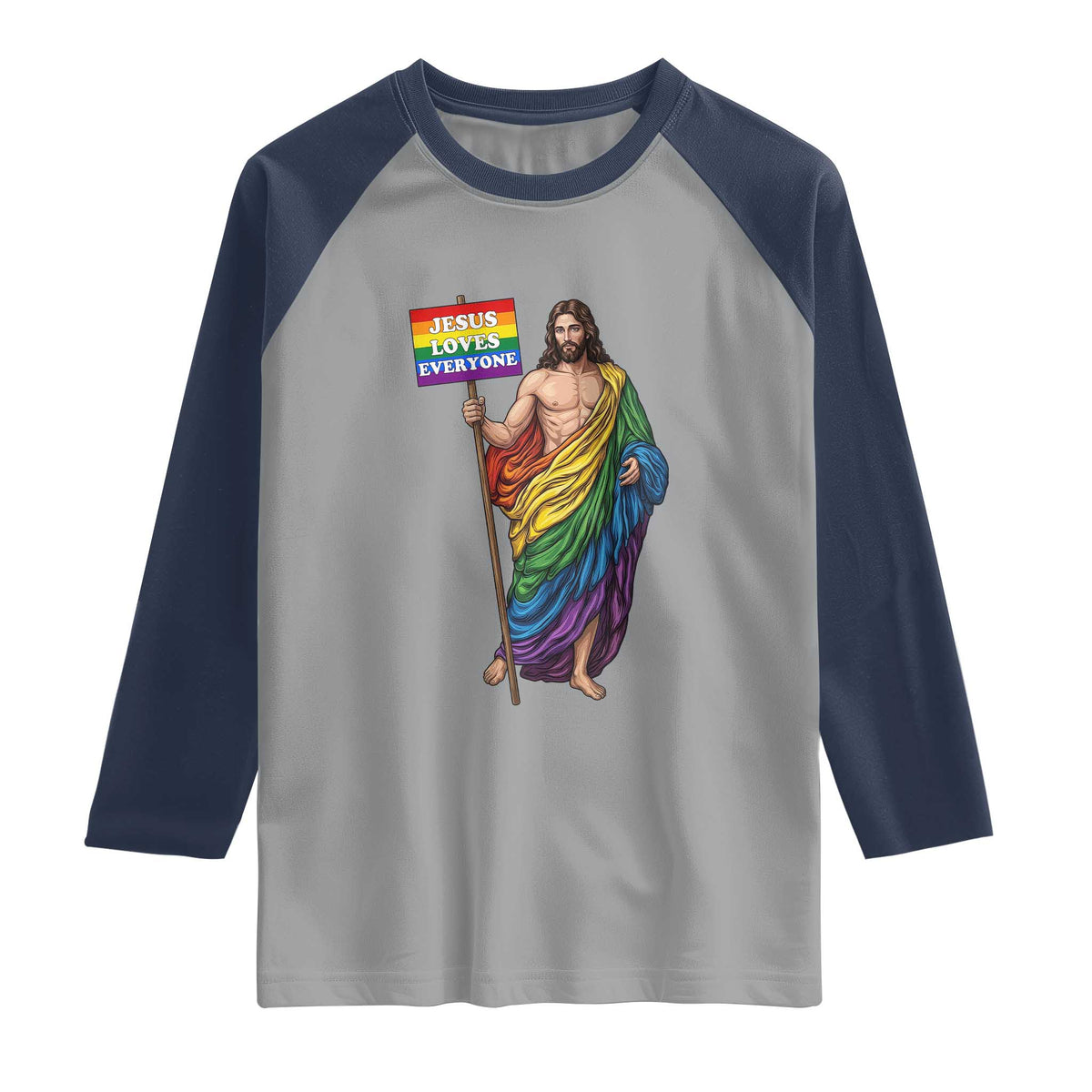 Christian LGBTQ Support Raglan Shirt Jesus Loves Everyone