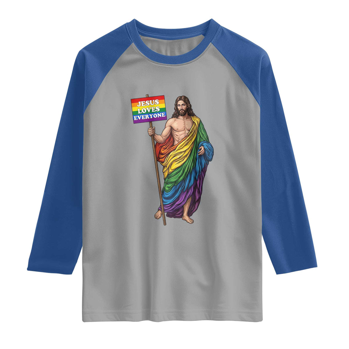Christian LGBTQ Support Raglan Shirt Jesus Loves Everyone