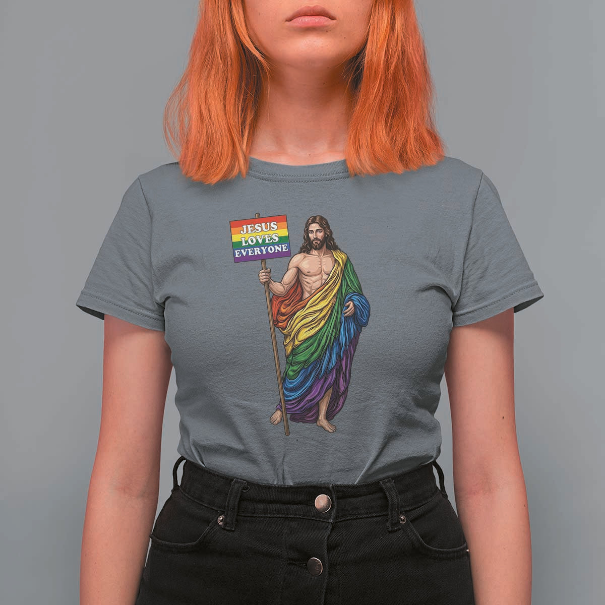 Christian LGBTQ Support T Shirt For Women Jesus Loves Everyone