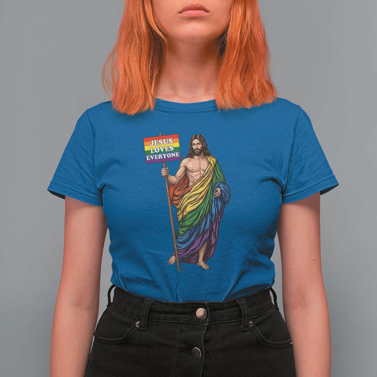 Christian LGBTQ Support T Shirt For Women Jesus Loves Everyone