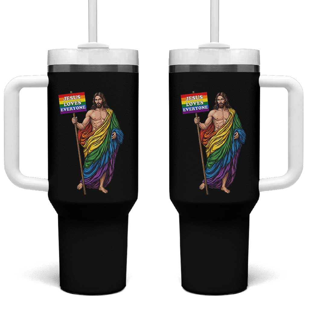Christian LGBTQ Support Tumbler With Handle Jesus Loves Everyone