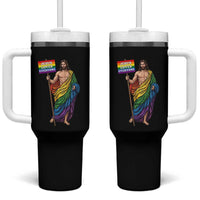 Christian LGBTQ Support Tumbler With Handle Jesus Loves Everyone