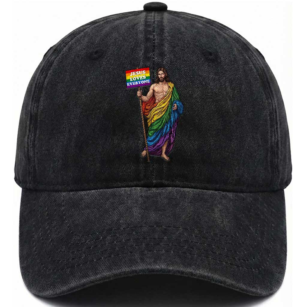 Christian LGBTQ Support Washed Cotton Baseball Cap Jesus Loves Everyone