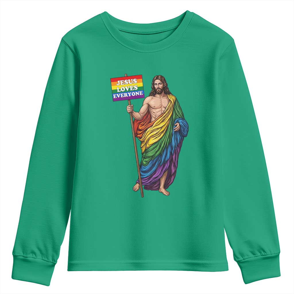 Christian LGBTQ Support Youth Sweatshirt Jesus Loves Everyone