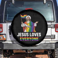 Funny Rainbow Jesus Loves Everyone Spare Tire Cover Religious LGBTQ Support