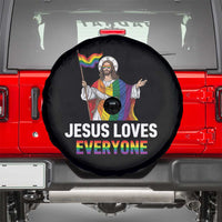 Funny Rainbow Jesus Loves Everyone Spare Tire Cover Religious LGBTQ Support