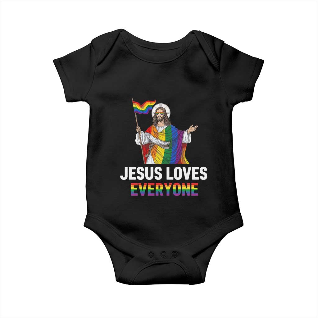 Funny Rainbow Jesus Loves Everyone Baby Onesie Religious LGBTQ Support