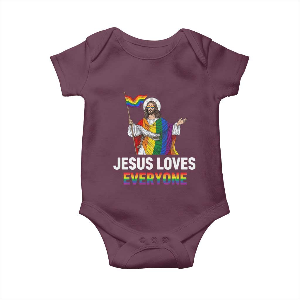 Funny Rainbow Jesus Loves Everyone Baby Onesie Religious LGBTQ Support