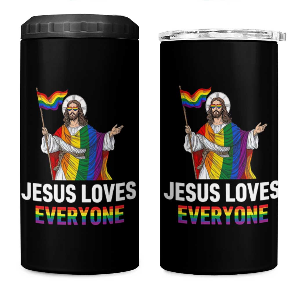 Funny Rainbow Jesus Loves Everyone 4 in 1 Can Cooler Tumbler Religious LGBTQ Support