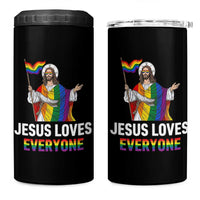 Funny Rainbow Jesus Loves Everyone 4 in 1 Can Cooler Tumbler Religious LGBTQ Support