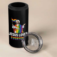 Funny Rainbow Jesus Loves Everyone 4 in 1 Can Cooler Tumbler Religious LGBTQ Support