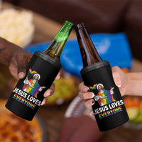 Funny Rainbow Jesus Loves Everyone 4 in 1 Can Cooler Tumbler Religious LGBTQ Support