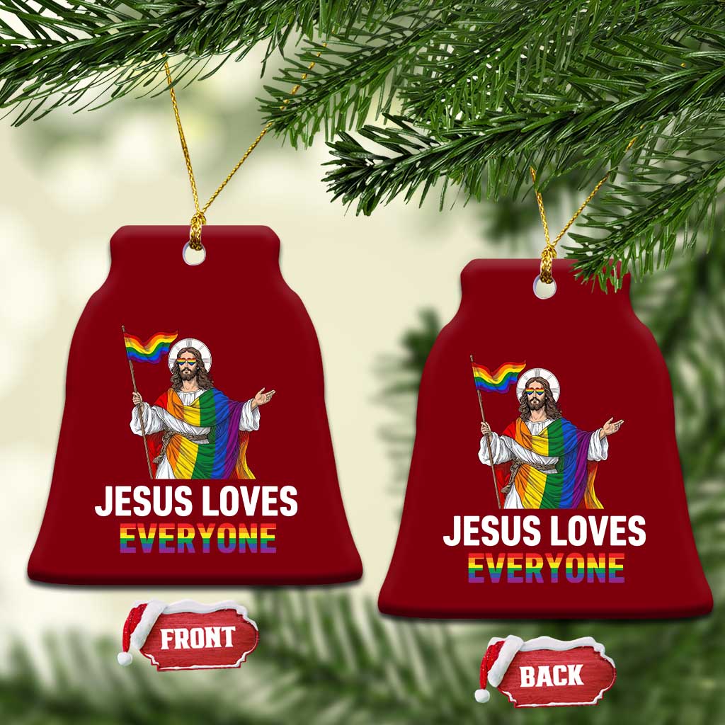 Funny Rainbow Jesus Loves Everyone Ceramic Ornament Religious LGBTQ Support