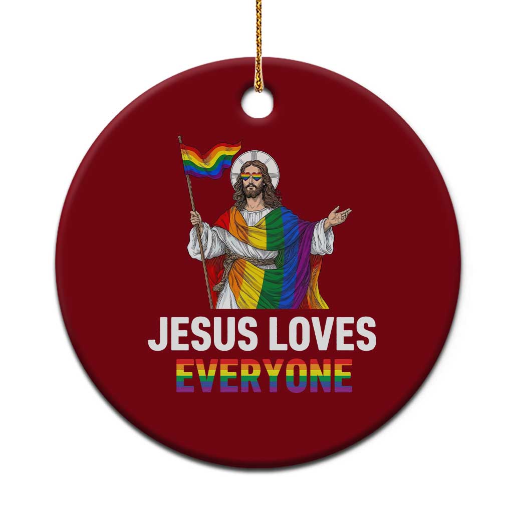 Funny Rainbow Jesus Loves Everyone Ceramic Ornament Religious LGBTQ Support