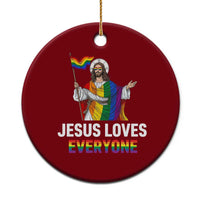 Funny Rainbow Jesus Loves Everyone Ceramic Ornament Religious LGBTQ Support