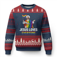 Funny Rainbow Jesus Loves Everyone Ugly Christmas Sweater Religious LGBTQ Support