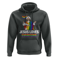 Funny Rainbow Jesus Loves Everyone Hoodie Religious LGBTQ Support