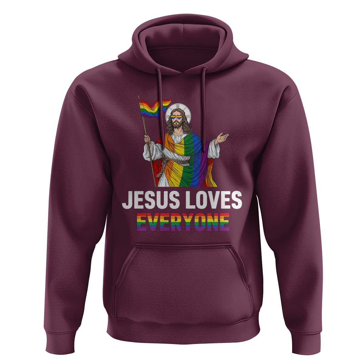 Funny Rainbow Jesus Loves Everyone Hoodie Religious LGBTQ Support
