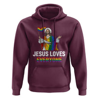 Funny Rainbow Jesus Loves Everyone Hoodie Religious LGBTQ Support