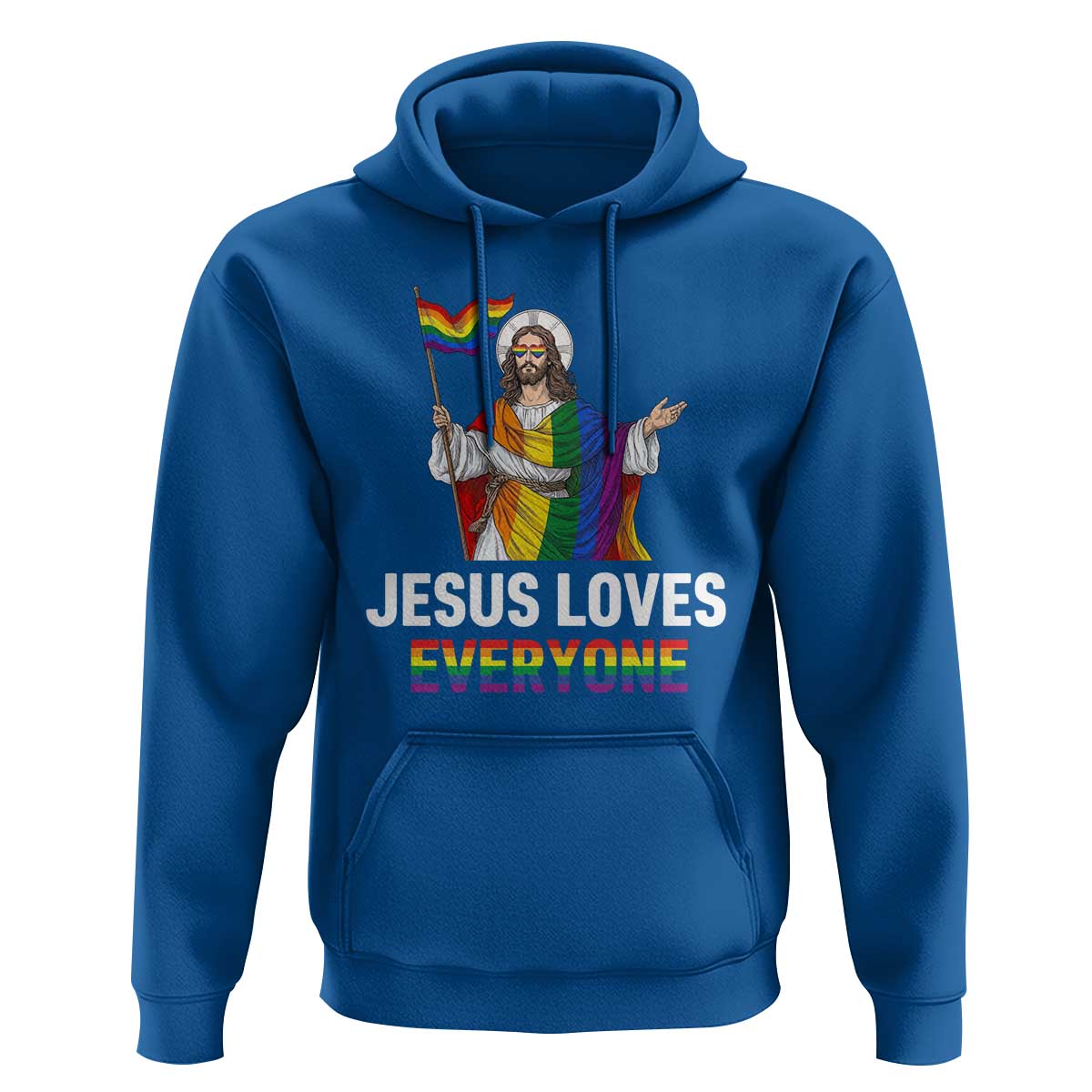 Funny Rainbow Jesus Loves Everyone Hoodie Religious LGBTQ Support