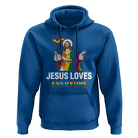 Funny Rainbow Jesus Loves Everyone Hoodie Religious LGBTQ Support
