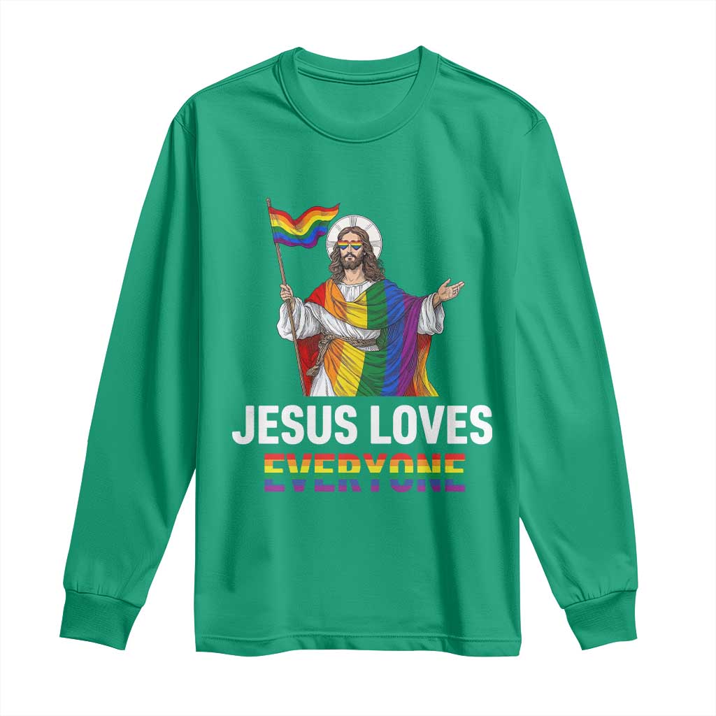 Funny Rainbow Jesus Loves Everyone Long Sleeve Shirt Religious LGBTQ Support
