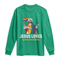 Funny Rainbow Jesus Loves Everyone Long Sleeve Shirt Religious LGBTQ Support